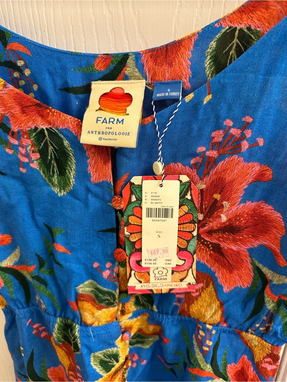 Anthropologie Blue Floral Off-Shoulder Camisole - Picture 3 of 11